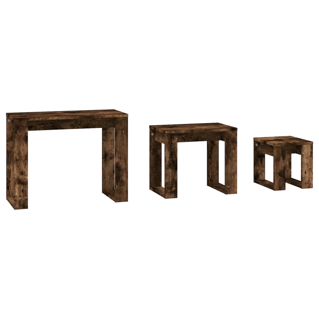 Nesting Tables 3 pcs Smoked Oak Engineered Wood